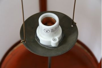 和製アンティーク　漆塗りが美しく和の雰囲気を醸し出す行灯(丸行灯、行燈、照明、フロアスタンド)(R-083453)