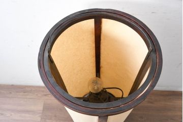 和製アンティーク　穏やかで温もりある光を演出する味わい深い行灯(丸行灯、行燈、照明、フロアスタンド)(R-083454)