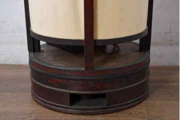 和製アンティーク　穏やかで温もりある光を演出する味わい深い行灯(丸行灯、行燈、照明、フロアスタンド)(R-083454)