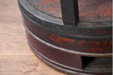 和製アンティーク　穏やかで温もりある光を演出する味わい深い行灯(丸行灯、行燈、照明、フロアスタンド)(R-083454)