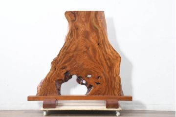 中古　総欅(ケヤキ)材　美しい杢目の一枚板　自然が創り出した芸術品のような衝立(衝立て、つい立て、衝い立て、パーテーション、間仕切り)(R-083455)