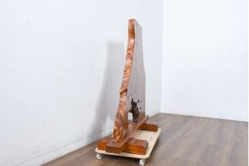 中古　総欅(ケヤキ)材　美しい杢目の一枚板　自然が創り出した芸術品のような衝立(衝立て、つい立て、衝い立て、パーテーション、間仕切り)(R-083455)