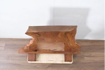 中古　総欅(ケヤキ)材　美しい杢目の一枚板　自然が創り出した芸術品のような衝立(衝立て、つい立て、衝い立て、パーテーション、間仕切り)(R-083455)