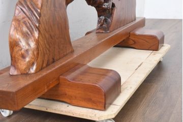 中古　総欅(ケヤキ)材　美しい杢目の一枚板　自然が創り出した芸術品のような衝立(衝立て、つい立て、衝い立て、パーテーション、間仕切り)(R-083455)