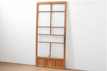 アンティーク建具　昭和レトロな趣を感じる木製のガラス戸1枚(引き戸)(R-083457)