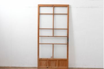 アンティーク建具　昭和レトロな趣を感じる木製のガラス戸1枚(引き戸)(R-083457)