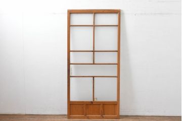 アンティーク建具　昭和レトロな趣を感じる木製のガラス戸1枚(引き戸)(R-083457)
