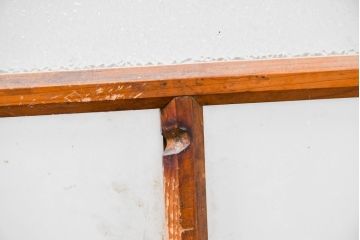 アンティーク建具　昭和レトロな趣を感じる木製のガラス戸1枚(引き戸)(R-083457)
