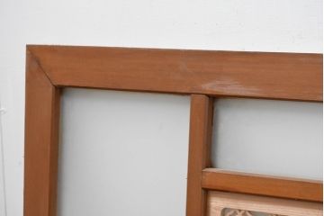 アンティーク建具　両面ガラス組子入り　特大!　伝統工芸の美を感じるガラス欄間1枚(格子欄間、明り取り、明かり取り)(R-083459)