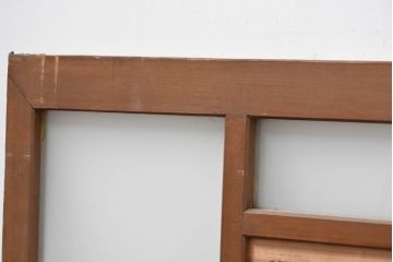 アンティーク建具　両面ガラス組子入り　特大!　伝統工芸の美を感じるガラス欄間1枚(格子欄間、明り取り、明かり取り)(R-083459)