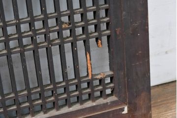 アンティーク建具　経年の味わいが感じられる細桟の美しい格子欄間2枚セット(筬欄間、オサランマ、おさらんま、明かり取り、明り取り)(R-083462)