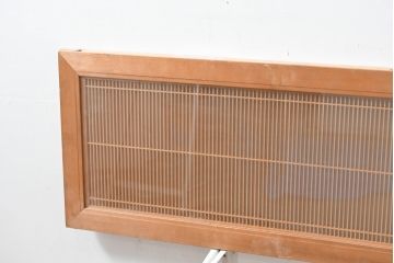 ビンテージ建具　両面ガラス　和モダンインテリアに映える明るい木肌の筬欄間2枚セット(格子欄間、オサランマ、おさらんま、明かり取り、明り取り、ヴィンテージ)(R-083463)