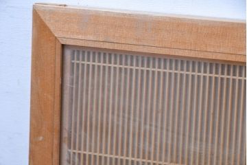 ビンテージ建具　両面ガラス　和モダンインテリアに映える明るい木肌の筬欄間2枚セット(格子欄間、オサランマ、おさらんま、明かり取り、明り取り、ヴィンテージ)(R-083463)