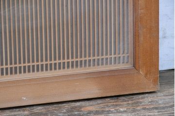 ビンテージ建具　両面ガラス　和モダンインテリアに映える明るい木肌の筬欄間2枚セット(格子欄間、オサランマ、おさらんま、明かり取り、明り取り、ヴィンテージ)(R-083463)