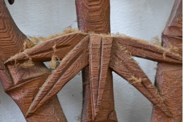 アンティーク建具　昭和初期　両面彫刻が施された松竹梅文様の欄間2枚セット　(R-083466)