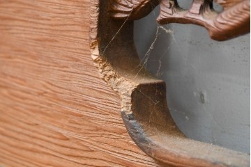 アンティーク建具　昭和初期　両面彫刻が施された松竹梅文様の欄間2枚セット　(R-083466)