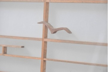 ヴィンテージ建具　昭和中期　海と富士山のモチーフ　組子が入った両面ガラスの書院戸4枚セット　(R-083470)