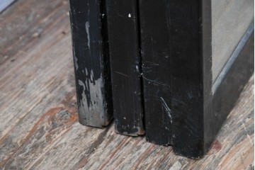 ヴィンテージ建具　昭和中期　海と富士山のモチーフ　組子が入った両面ガラスの書院戸4枚セット　(R-083470)