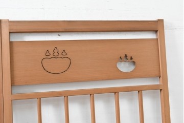 ヴィンテージ建具　昭和後期　透かし彫り入りの格子戸2枚セット　(R-083472)