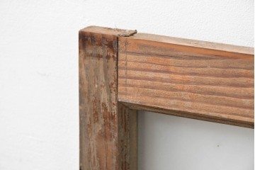 アンティーク建具　昭和初期　デザインガラス入り　素朴な木枠の窓2枚セット　(R-083473)