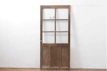 ヴィンテージ建具　昭和中期　レトロ感漂う素朴な木枠が魅力のドア1枚　(R-083474)