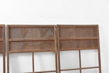アンティーク建具　昭和初期　素朴な木味のガラス引き戸4枚セット　(R-083476)