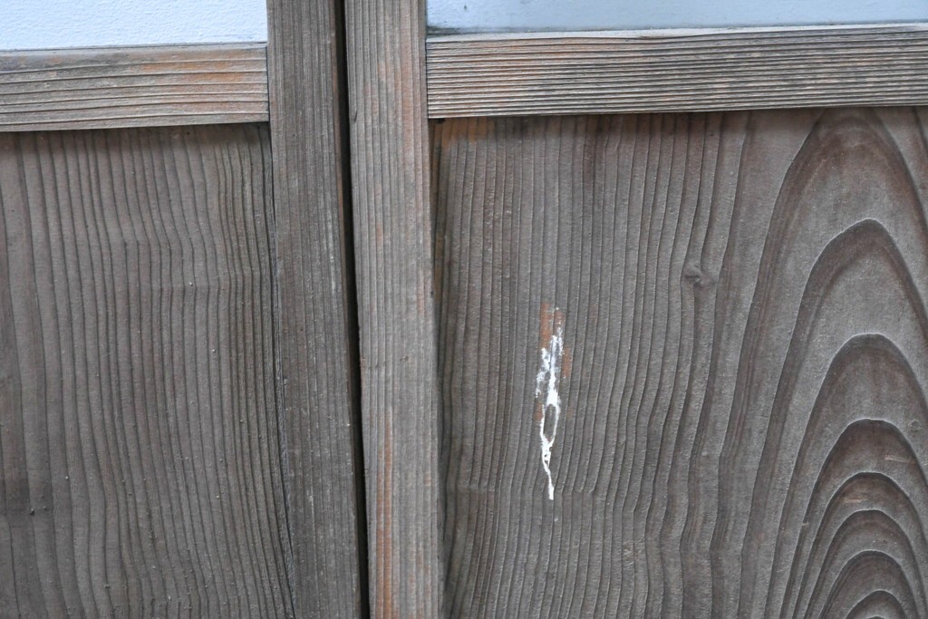 アンティーク建具　昭和初期　素朴な木味のガラス引き戸4枚セット　(R-083476)