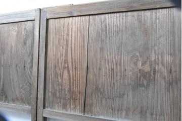アンティーク建具　昭和初期　素朴な木味のガラス引き戸4枚セット　(R-083476)