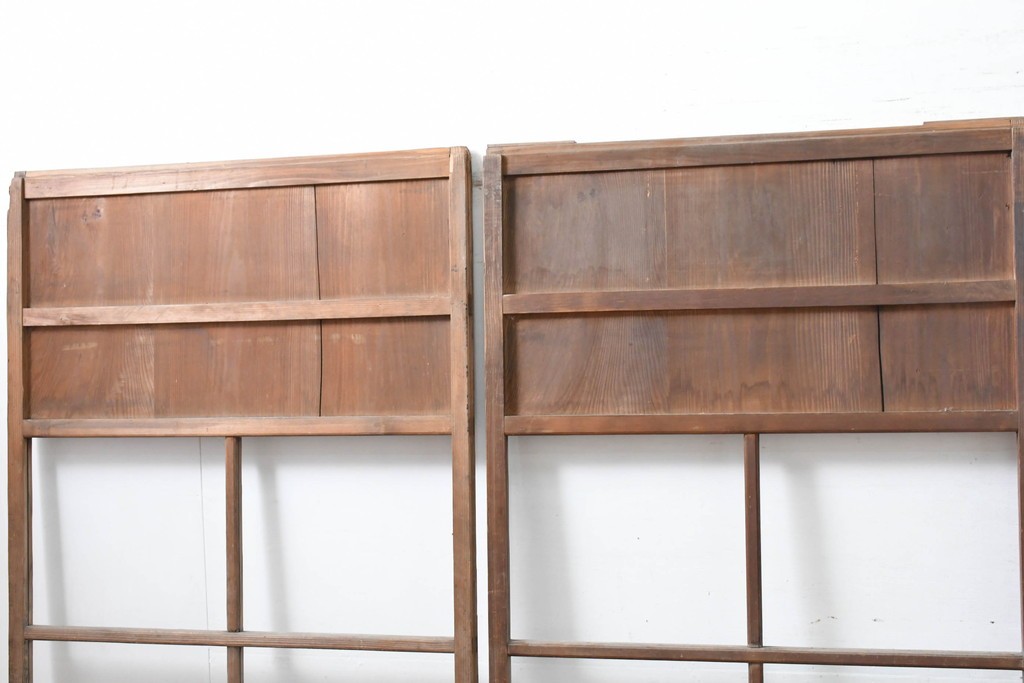 アンティーク建具　昭和初期　素朴な木味のガラス引き戸4枚セット　(R-083476)