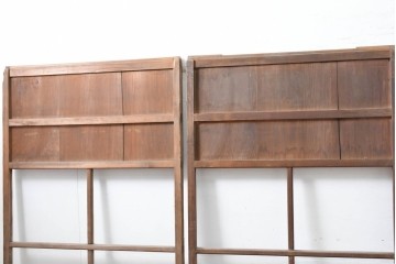 アンティーク建具　昭和初期　素朴な木味のガラス引き戸4枚セット　(R-083476)