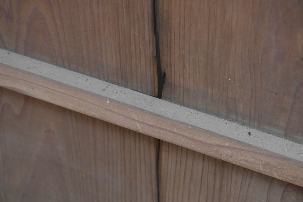 アンティーク建具　昭和初期　素朴な木味のガラス引き戸4枚セット　(R-083476)