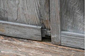 アンティーク建具　昭和初期　素朴な木味のガラス引き戸4枚セット　(R-083476)