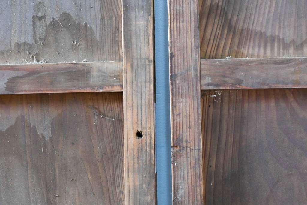 アンティーク建具　昭和初期　素朴な木味のガラス引き戸4枚セット　(R-083476)