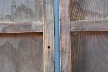 アンティーク建具　昭和初期　素朴な木味のガラス引き戸4枚セット　(R-083476)