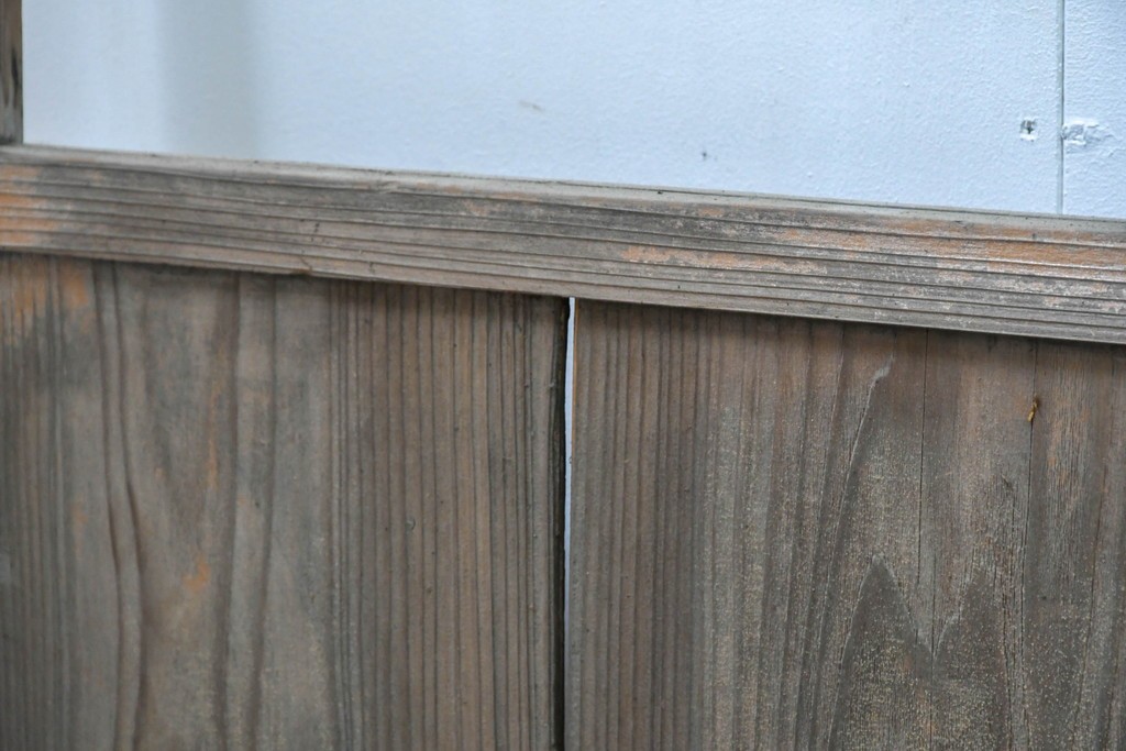 アンティーク建具　昭和初期　素朴な木味のガラス引き戸4枚セット　(R-083476)