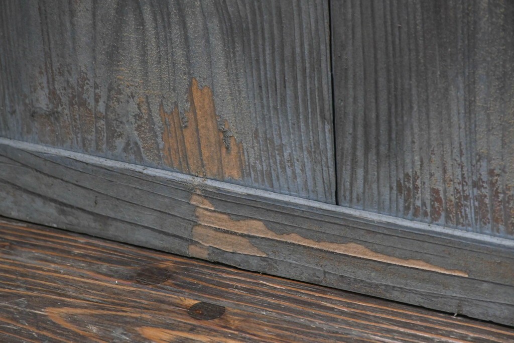 アンティーク建具　昭和初期　素朴な木味のガラス引き戸4枚セット　(R-083476)