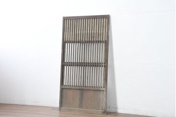 アンティーク建具　趣のある裏障子と裏ガラス入り格子戸1枚(引き戸、障子戸、ガラス戸)(R-083477)