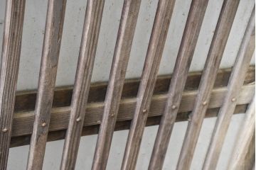 アンティーク建具　趣のある裏障子と裏ガラス入り格子戸1枚(引き戸、障子戸、ガラス戸)(R-083477)