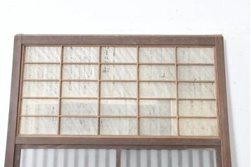 アンティーク建具　趣のある裏障子と裏ガラス入り格子戸1枚(引き戸、障子戸、ガラス戸)(R-083477)
