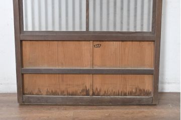 アンティーク建具　趣のある裏障子と裏ガラス入り格子戸1枚(引き戸、障子戸、ガラス戸)(R-083477)