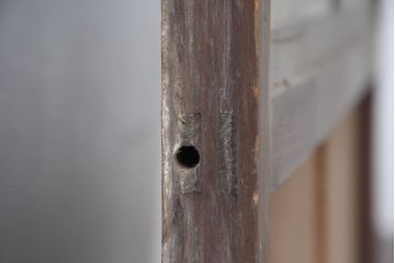 アンティーク建具　趣のある裏障子と裏ガラス入り格子戸1枚(引き戸、障子戸、ガラス戸)(R-083477)