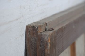 アンティーク建具　趣のある裏障子と裏ガラス入り格子戸1枚(引き戸、障子戸、ガラス戸)(R-083477)