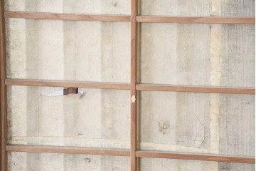 アンティーク建具　明治大正期　古い木味が魅力の裏障子付き格子戸2枚セット　(R-083478)