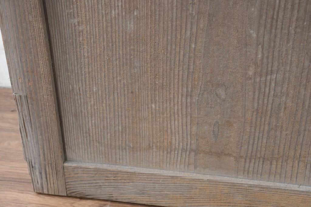 アンティーク建具　明治大正期　古い木味が魅力の裏障子付き格子戸2枚セット　(R-083478)