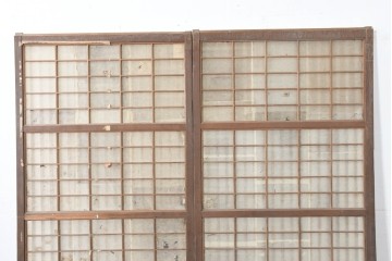 アンティーク建具　明治大正期　古い木味が魅力の裏障子付き格子戸2枚セット　(R-083478)