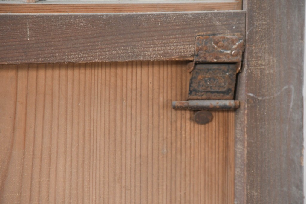 アンティーク建具　明治大正期　古い木味が魅力の裏障子付き格子戸2枚セット　(R-083478)