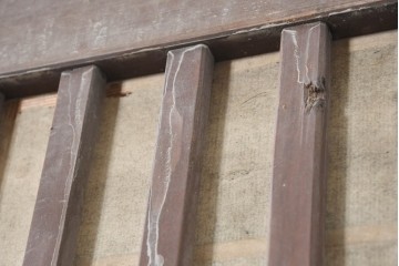 アンティーク建具　明治大正期　古い木味が魅力の裏障子付き格子戸2枚セット　(R-083478)