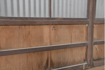 アンティーク建具　裏障子と裏ガラスを組み込んだ格子戸3枚セット　(R-083479)