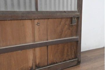 アンティーク建具　裏障子と裏ガラスを組み込んだ格子戸3枚セット　(R-083479)