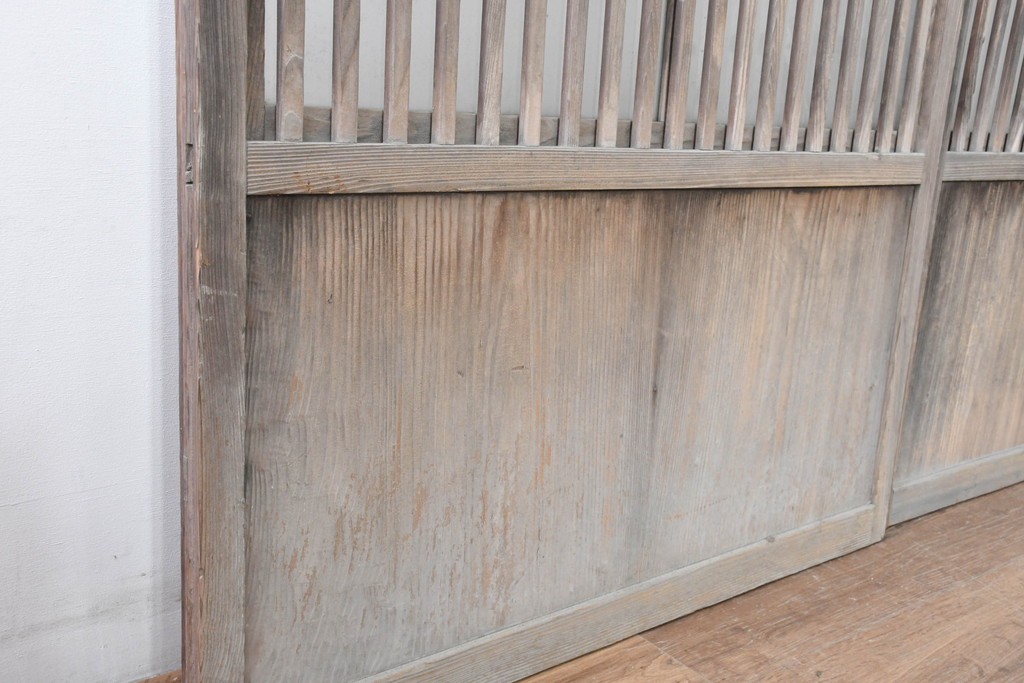 アンティーク建具　裏障子と裏ガラスを組み込んだ格子戸3枚セット　(R-083479)